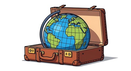 Globe in Suitcase - A Symbol of Global Travel and Exploration.