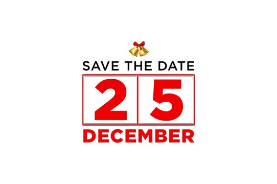 Save the date December 25th Christmas festive celebration invitation card announcement