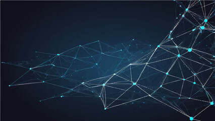 Abstract blue technology background with wave lines, vector illustration of digital network design