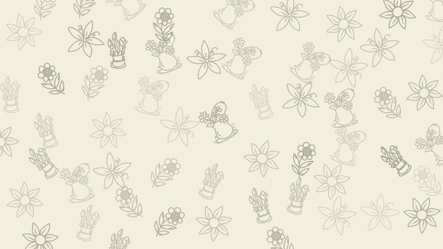 floral patterns geometric and tiny bellshaped figures on a cream background. Suitable for backgrounds, invitations, and wedding decor.