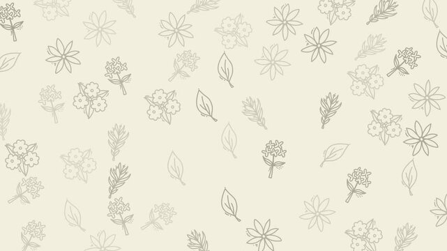 floral pattern geometric with light yellow background pattern of leaves and flowers. Suitable for spring or naturethemed designs, invitations, and greeting cards.