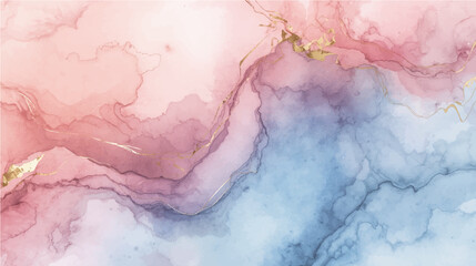 Abstract watercolor hand painted texture background with blue and pink paint splash