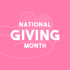 National Giving Month. December. Pink background.