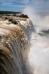 Beautiful view to Iguaçu Falls waterfalls and green rainforest