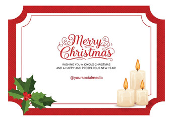 Festive Holiday Card Design with Merry Christmas Greeting and Candles