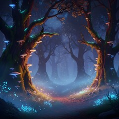 Mystical Healing Forest at Night
