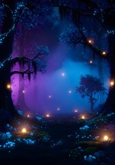 Mystical Healing Forest at Night
