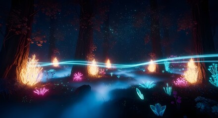 Mystical Healing Forest at Night
