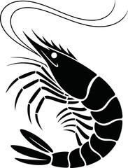 Black Silhouette Shrimp Vector Illustration

