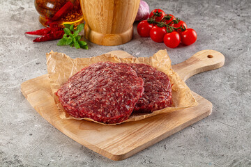 Raw beef burger cutlet for grill