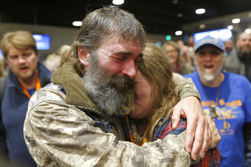 Emotional reunion hug at airport brings smiles and tears of joy Generative AI