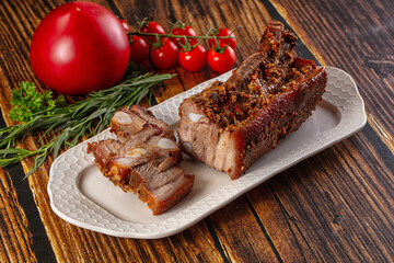 Baked pork belly with spices