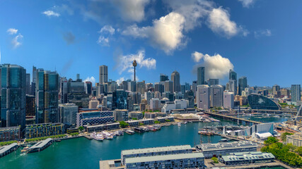 Fototapeta premium 18 November 2025 Panoramic night view of Sydney Harbour and City Skyline of NSW Australia beautiful colourful skies on a beautiful spring day