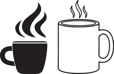 Two Vector coffee mug logo on white background