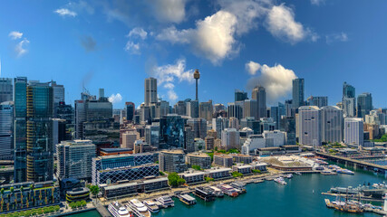 Fototapeta premium 18 November 2025 Panoramic night view of Sydney Harbour and City Skyline of NSW Australia beautiful colourful skies on a beautiful spring day