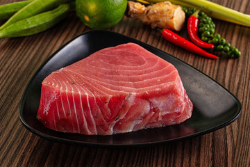 Raw fresh red tuna steak fillet