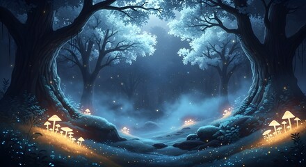 Mystical Healing Forest at Night
