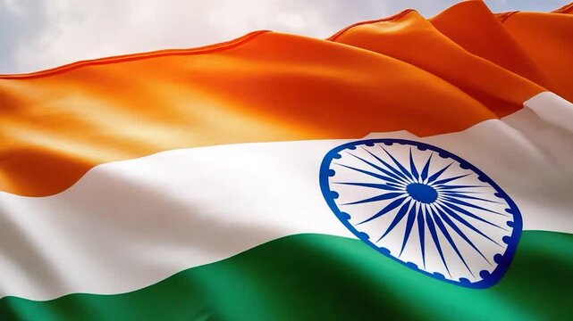 A flag of India waving in the air, a symbol of national pride