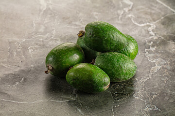 Fresh sweet juicy green feijoa fruit