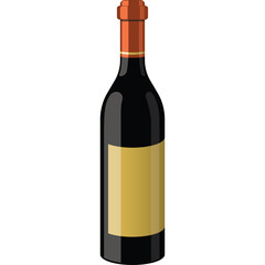 Tall Glass Bottle With Dark Red Liquid And Yellow Label Against A White Background Illuminated By Soft Light