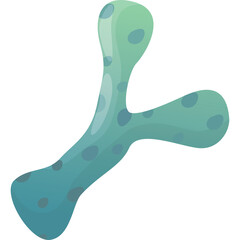 Teal and Green Abstract Organic Shape with Dark Blue Dots and Smooth Gradient Lighting on a Transparent Background