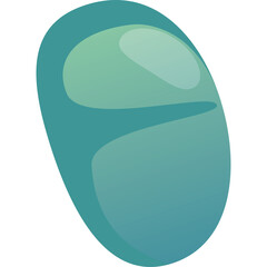 Teal And Green Opaque Droplet Shape With Smooth Light Reflections On A Transparent Background