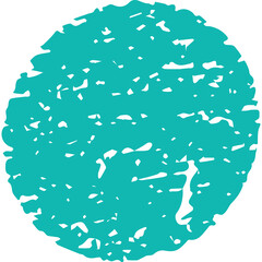 Teal circular abstract textured pattern with white imperfections isolated on a transparent background