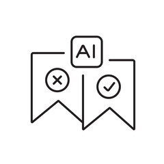 A vector icon representing smart A B testing with AI for marketing, created in line style with editable stroke