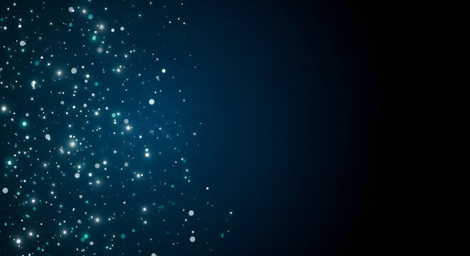 Elegant dark blue background with sparkling light particles, creating a magical and serene atmosphere for sophisticated designs