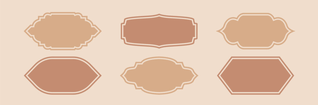 Arabic frame borders in different shapes. Set of Islam decorative labels. Collection of traditional design elements