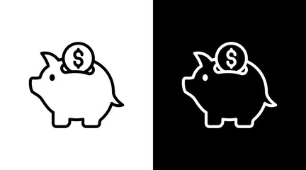 Piggy Bank With Icon Set Design