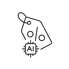 A vector icon representing a smart system with AI-based discount logic, created in line style with editable stroke