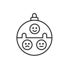 A vector icon representing festive sentiment analysis using emotional icons, created in line style with editable stroke