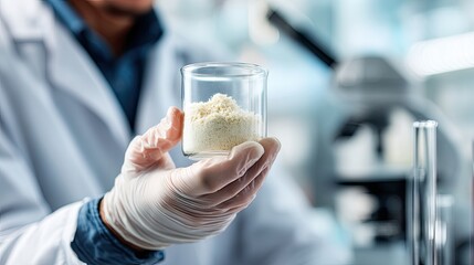 Professional Scientist with Protein Sample in Controlled Lab Setting