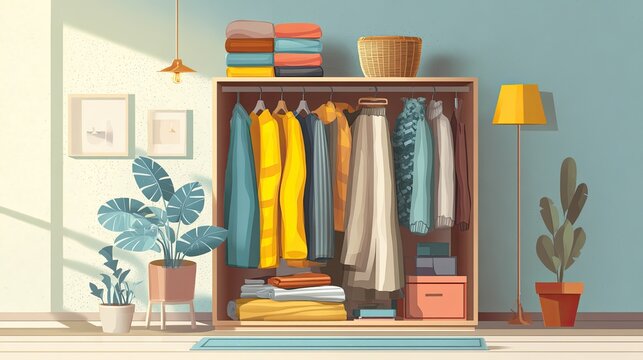 Home Organization and Charity Clothing Drive Concept