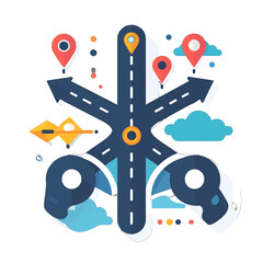 Abstract Flat Style Navigation Arrow Direction Choice on White Background