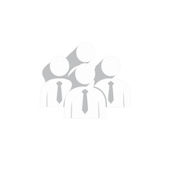 Stylized White Group Illustration with Formal Attire and Drop Shadows on a Plain Background for Business or Team Representation