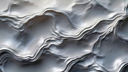 Lustrous Silver Waves: Abstract Metallic Texture Design