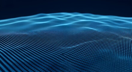 Abstract blue digital waveform of glowing particles and lines