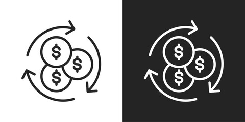 Return On Investment Icon In Black And White Line Style