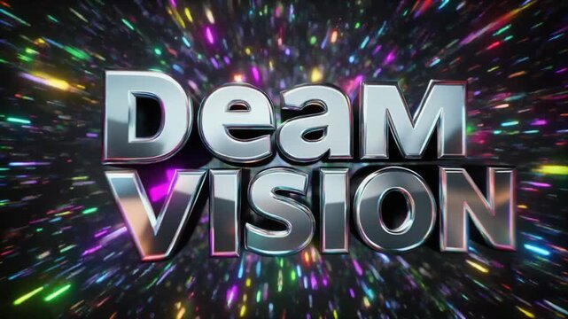 Dynamic 3D "Deam Vision" logo animation with vibrant cosmic starbursts creating an energetic and futuristic broadcast intro or title sequence