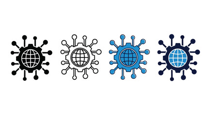Global network connecting world, modern technology and innovation icons