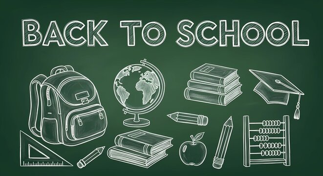 Artistic Chalk Sketch of School Tools Highlighting the Back-to-School Theme - Powered by Adobe