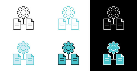 File configuration process icon for data management and automation in line and fill style