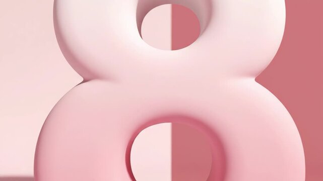 Number eight in pink shades on a half pink and half white background