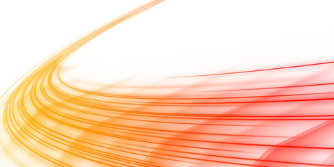 Crimson neon curves glide across transparent air in steady arcs. Warm flares echo along the path forming glowing edges. Gentle pulses create a calm sense of futuristic motion.