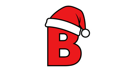 Festive red letter B with Santa hat for holiday branding