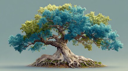 Tree with labeled roots showing core values and branches as career pathways in teal tones
