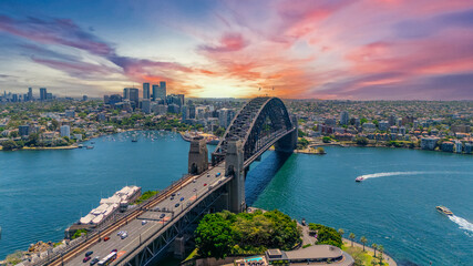 18 November 2025 Panoramic night view of Sydney Harbour and City Skyline of NSW Australia beautiful...