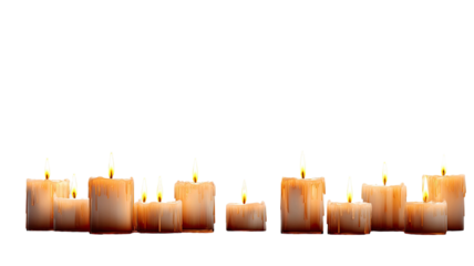 warm glowing Christmas candles burning in the dark night
